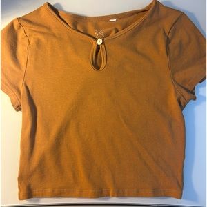 Pacsun Basic Crop Tee in Tan Color, Size S